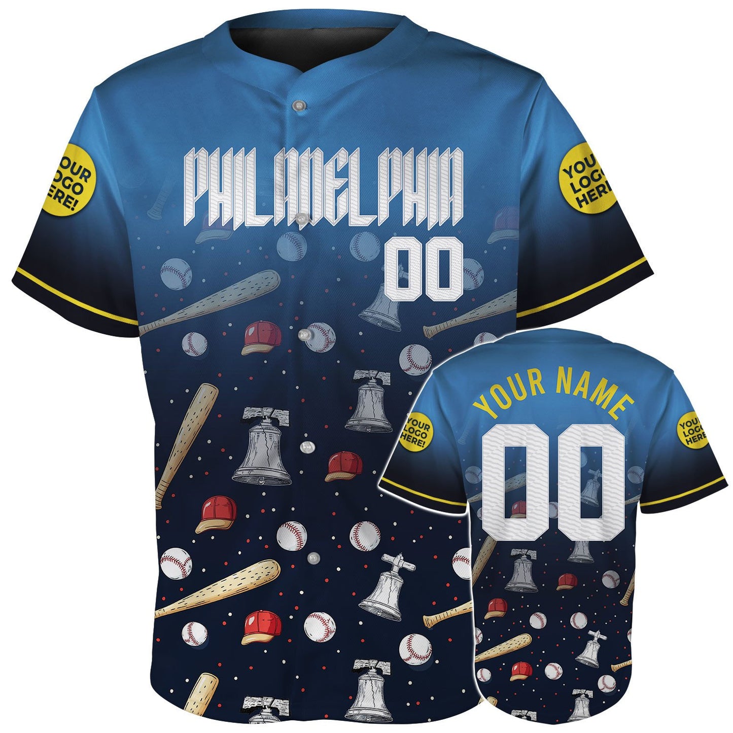 Philadelphia Baseball Funny Pattern Custom Name Baseball Jerseys For Men & Women