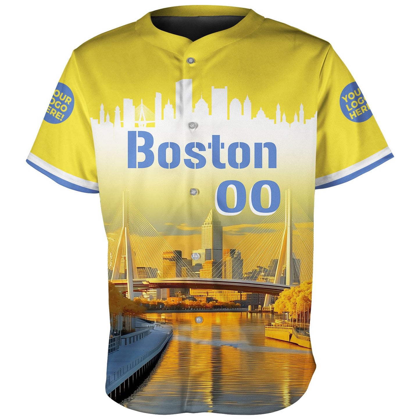 Boston Zakim Bridge Skyline Custom Name Baseball Jerseys For Men & Women