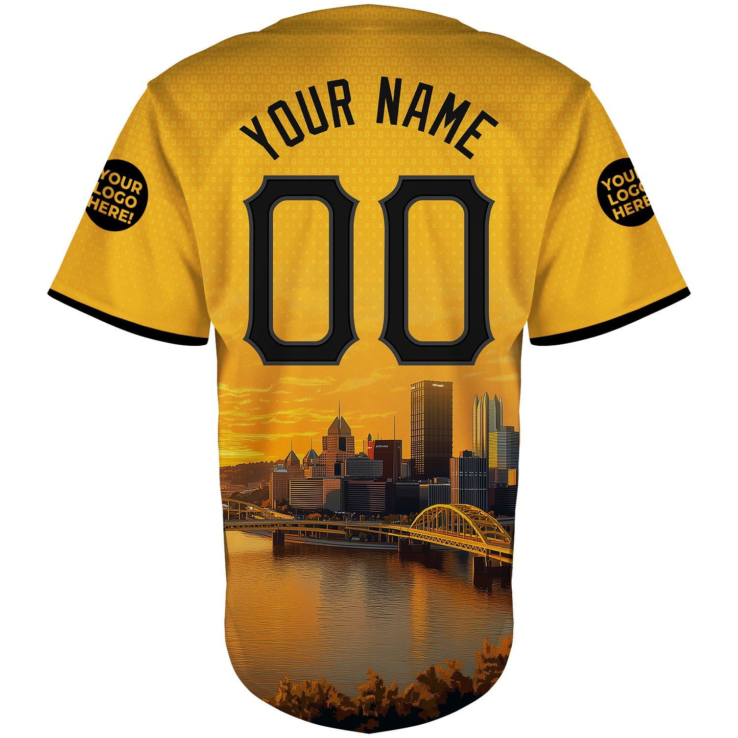 Pittsburgh Skyline & Roberto Clemente Bridge Custom Name Baseball Jerseys For Men & Women