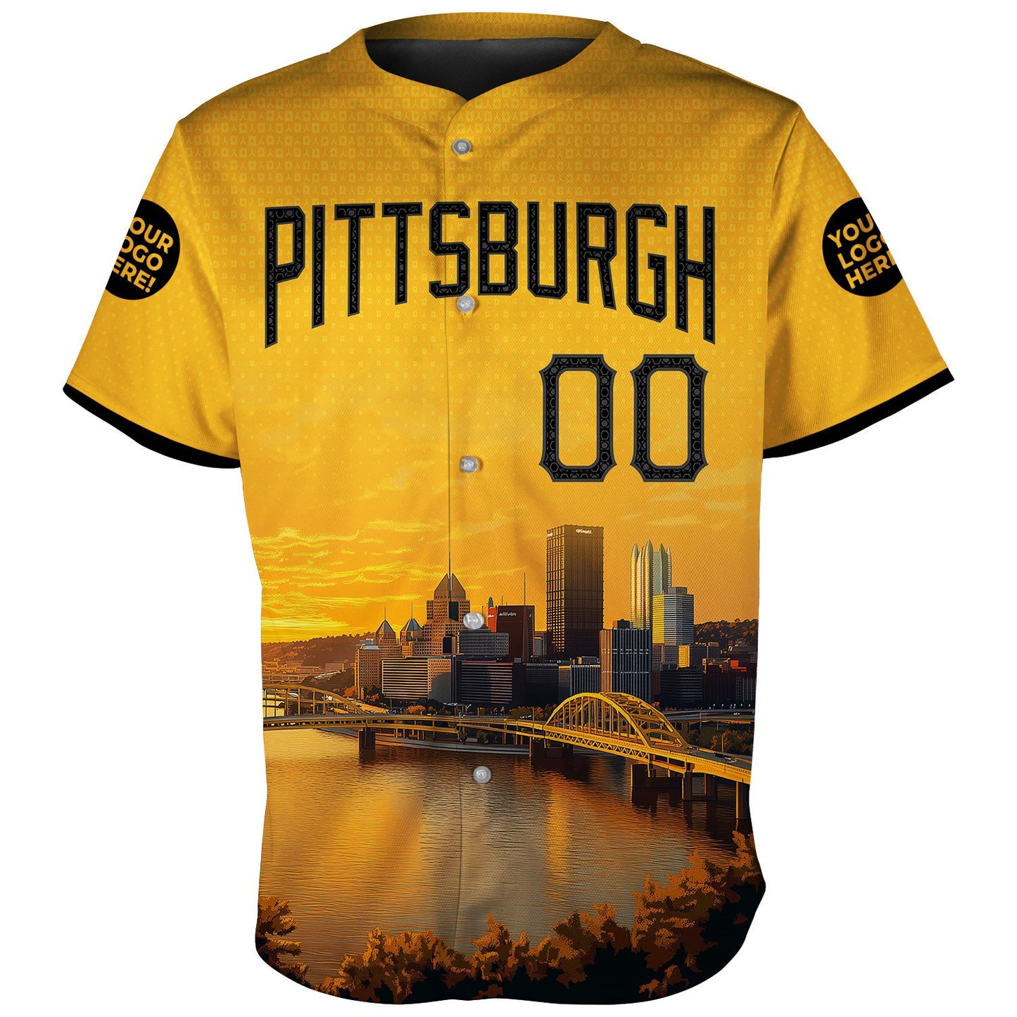 Pittsburgh Skyline & Roberto Clemente Bridge Custom Name Baseball Jerseys For Men & Women