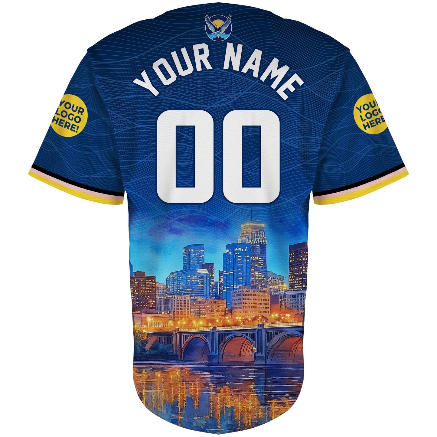 Stone Arch Bridge Minneapolis Skyline Custom Name Baseball Jerseys For Men & Women