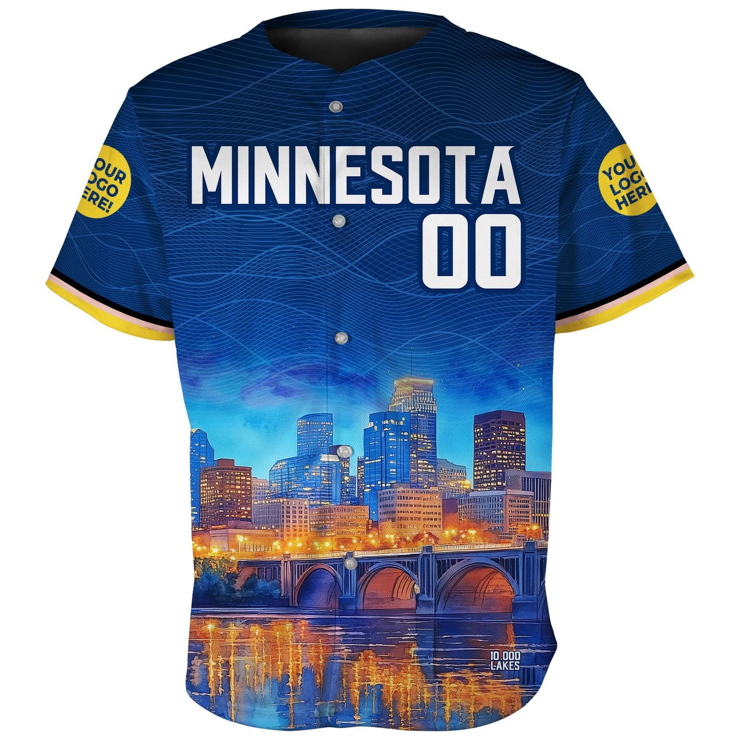 Stone Arch Bridge Minneapolis Skyline Custom Name Baseball Jerseys For Men & Women