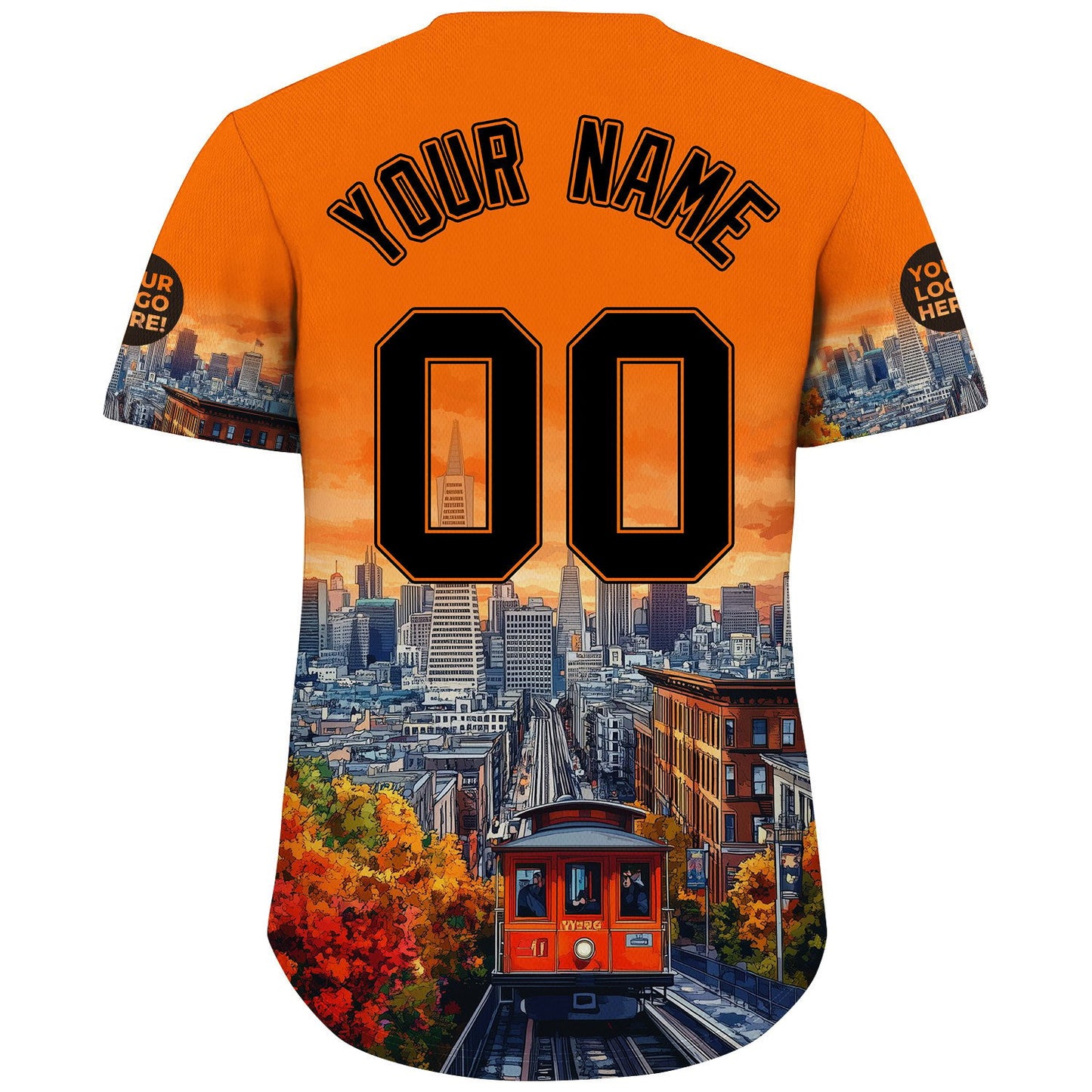 Black Orange California San Francisco City Transamerica Pyramid Francisco Calbe Car Uphill Custom Name Baseball Jerseys For Men & Women