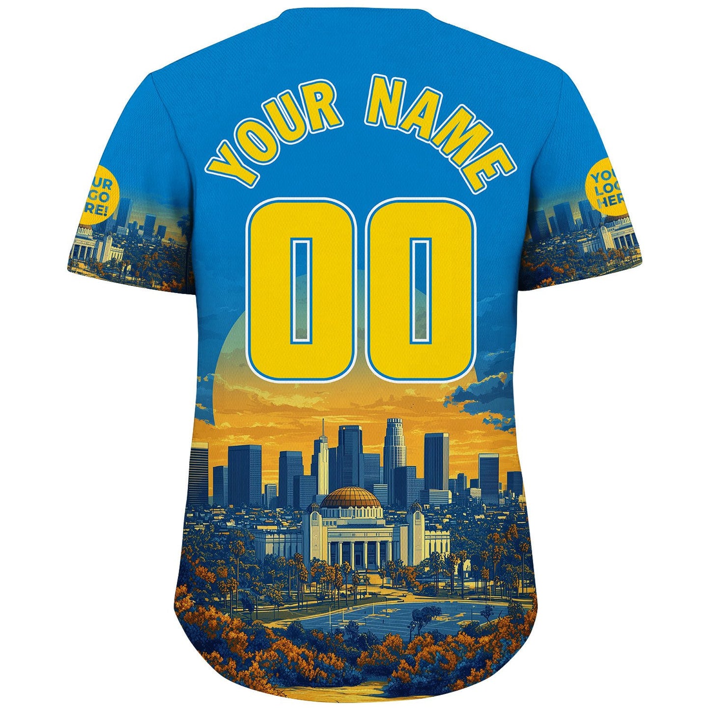Yellow Blue California Los Angeles City Griffith Observatory Charming City Autumn Sunset Custom Name Baseball Jerseys For Men & Women