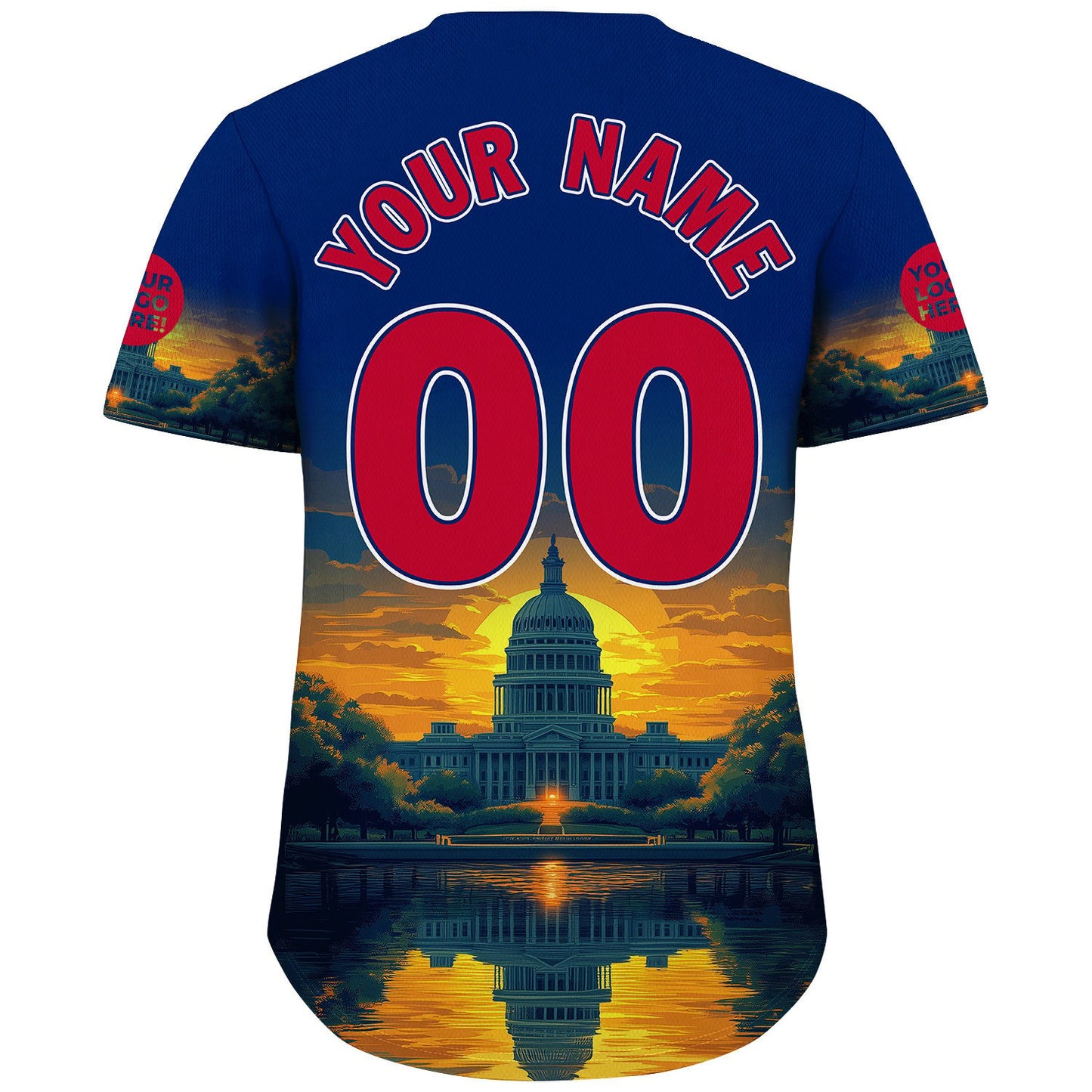 Red Blue Texas Austin City State Capitol Dark Night Custom Name Baseball Jerseys For Men & Women
