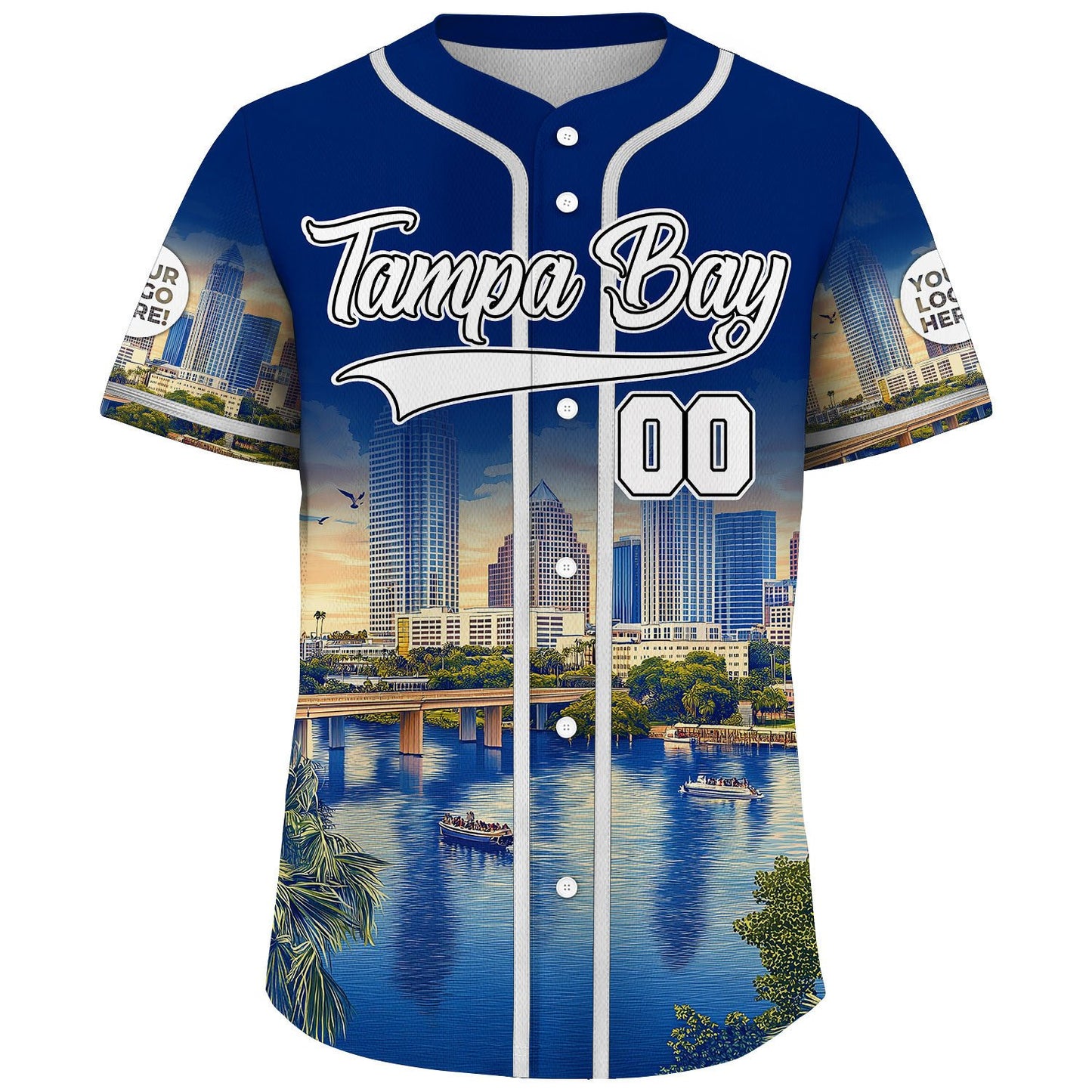 White Navy Tampa Bay Florida Howard Frankland Bridge Tranquil Bays Custom Name Baseball Jerseys For Men & Women
