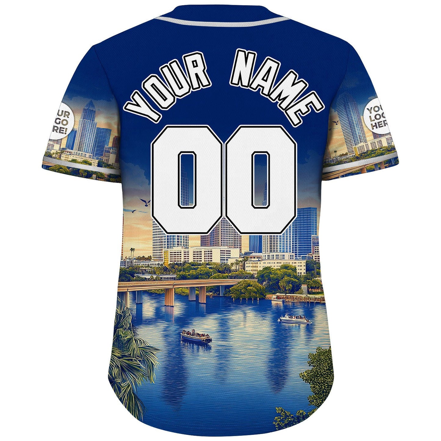 White Navy Tampa Bay Florida Howard Frankland Bridge Tranquil Bays Custom Name Baseball Jerseys For Men & Women