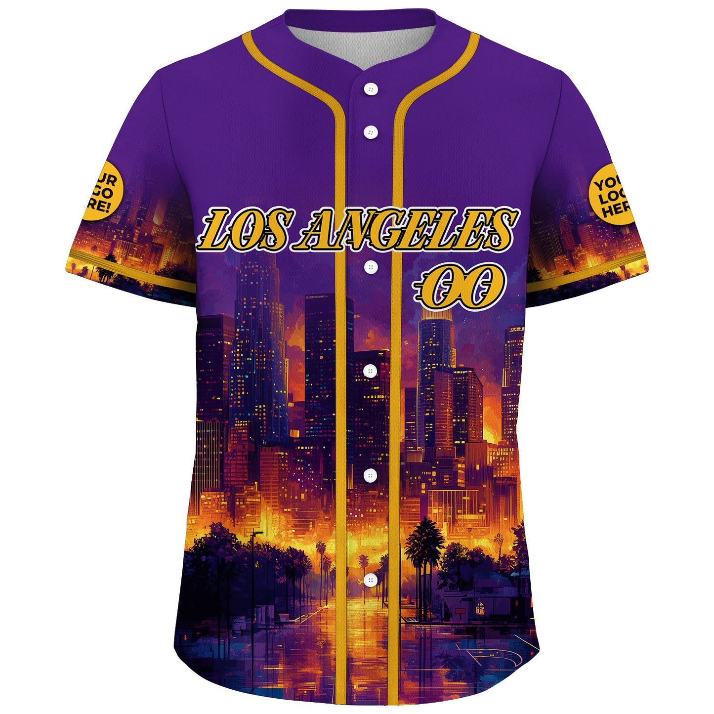 Gold Purple Los Angeles California Golden Lightning City Custom Name Baseball Jerseys For Men & Women