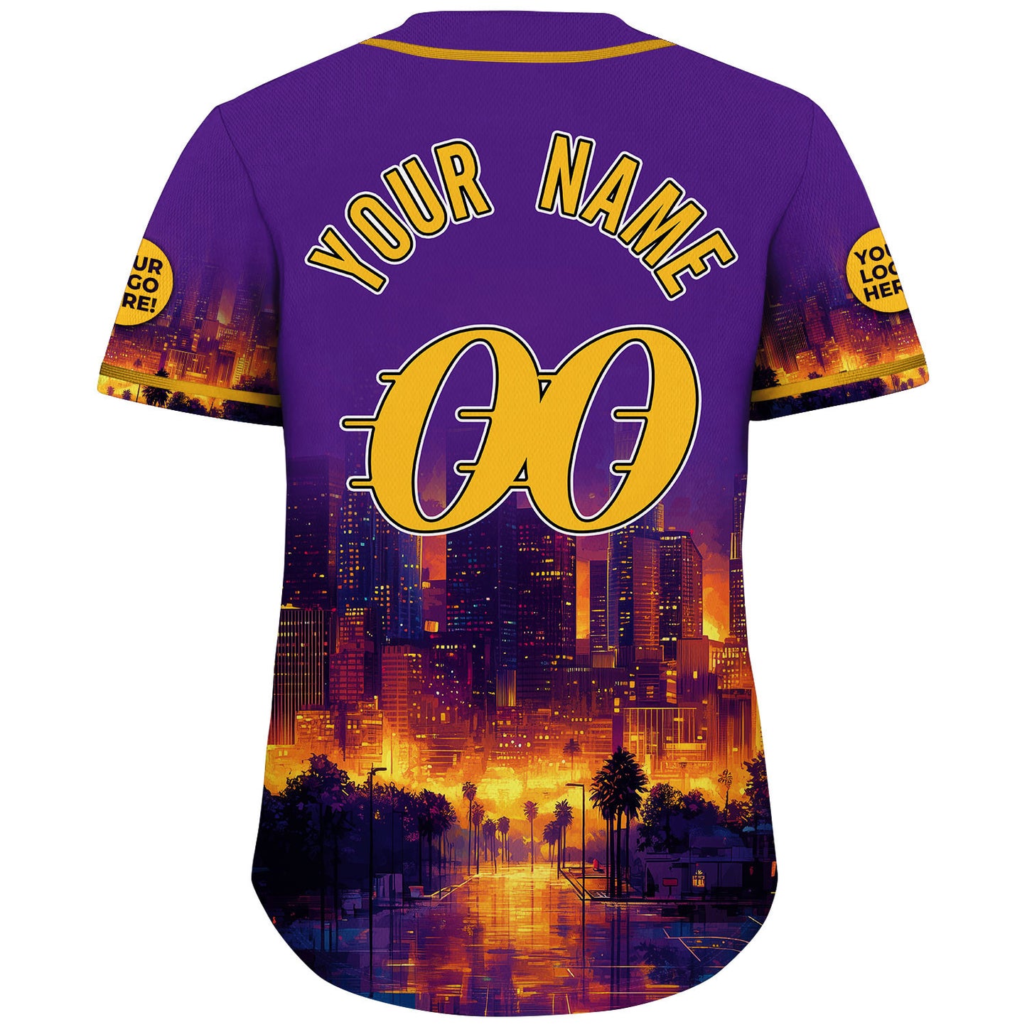 Gold Purple Los Angeles California Golden Lightning City Custom Name Baseball Jerseys For Men & Women