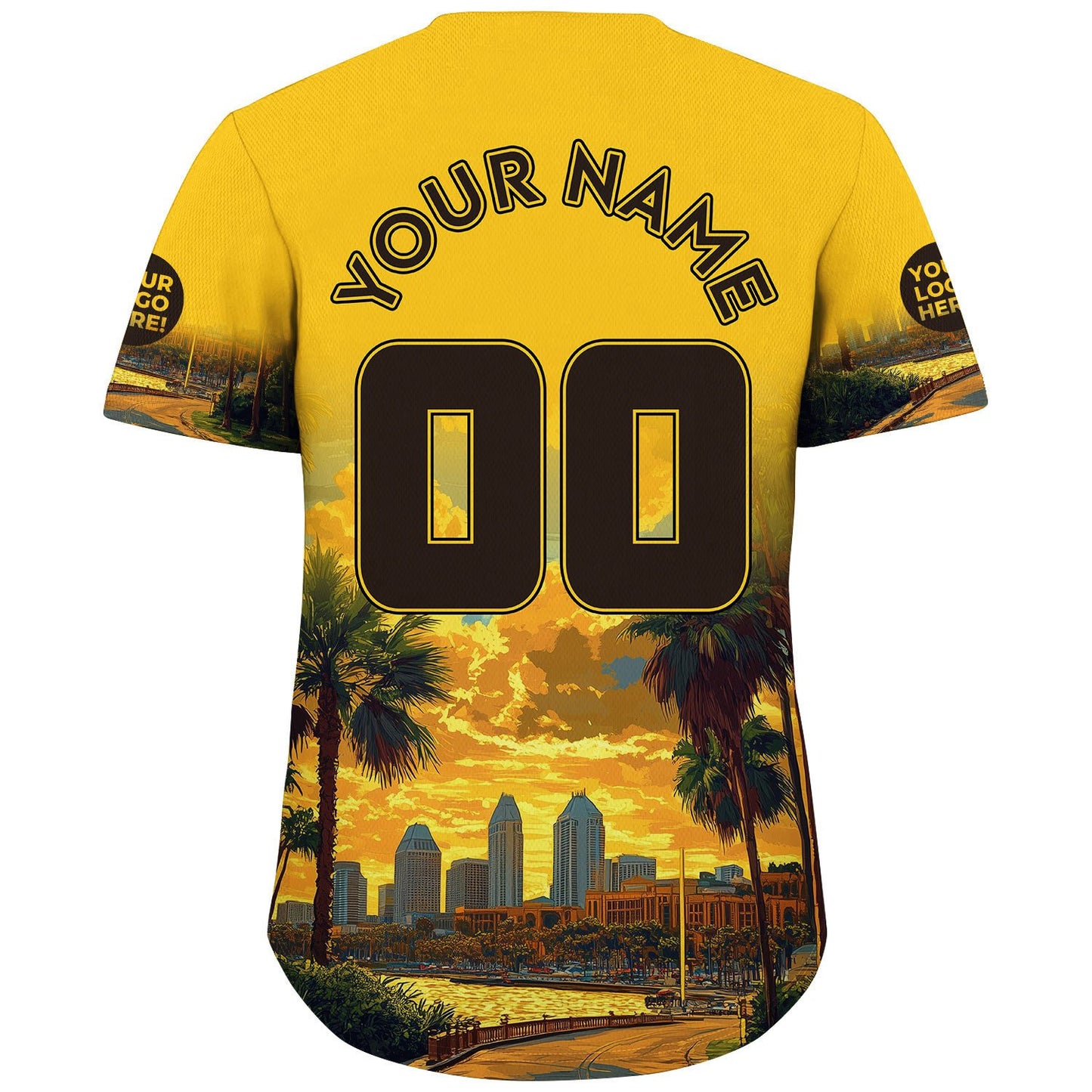 Black Gold San Diego California Marriott Marquis Sunset In City Custom Name Baseball Jerseys For Men & Women