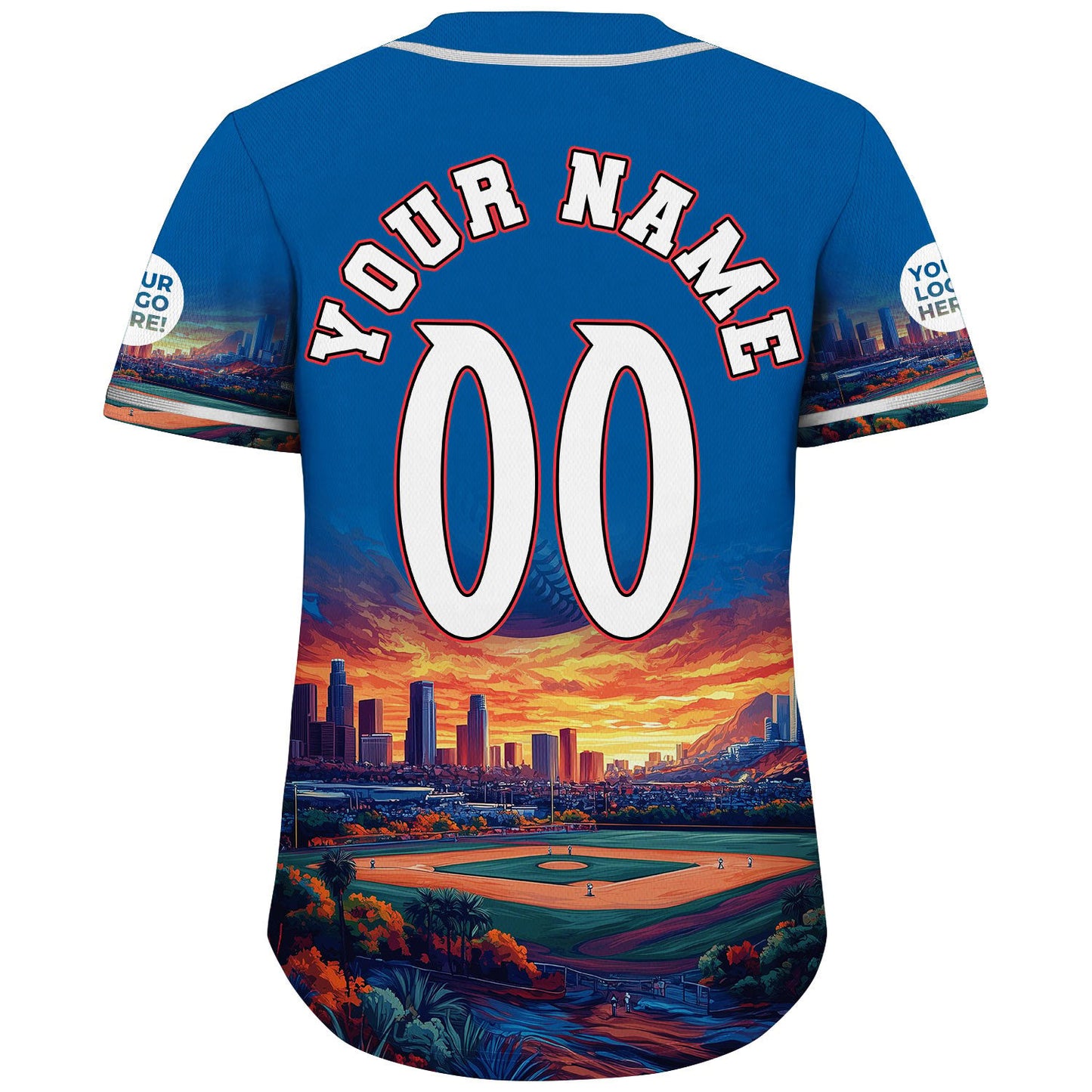 Silver Dodger Blue Los Angeles California Retro Stadium Sunset Custom Name Baseball Jerseys For Men & Women
