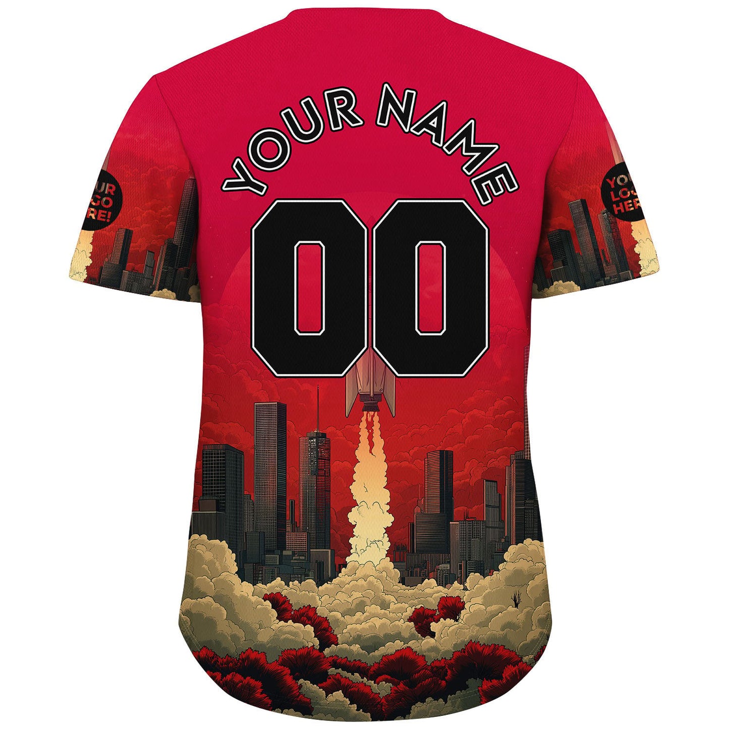 Black Red Houston Texas Rocket Lauch Custom Name Baseball Jerseys For Men & Women