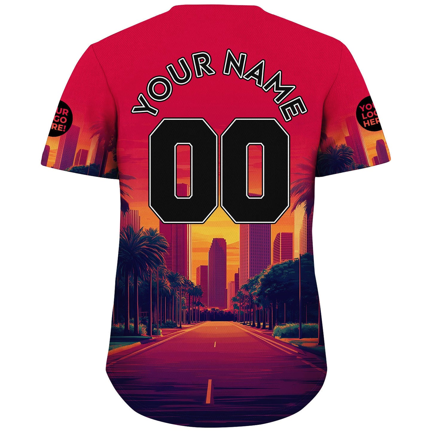 Black Red Texas City Sunset Avenue Custom Name Baseball Jerseys For Men & Women