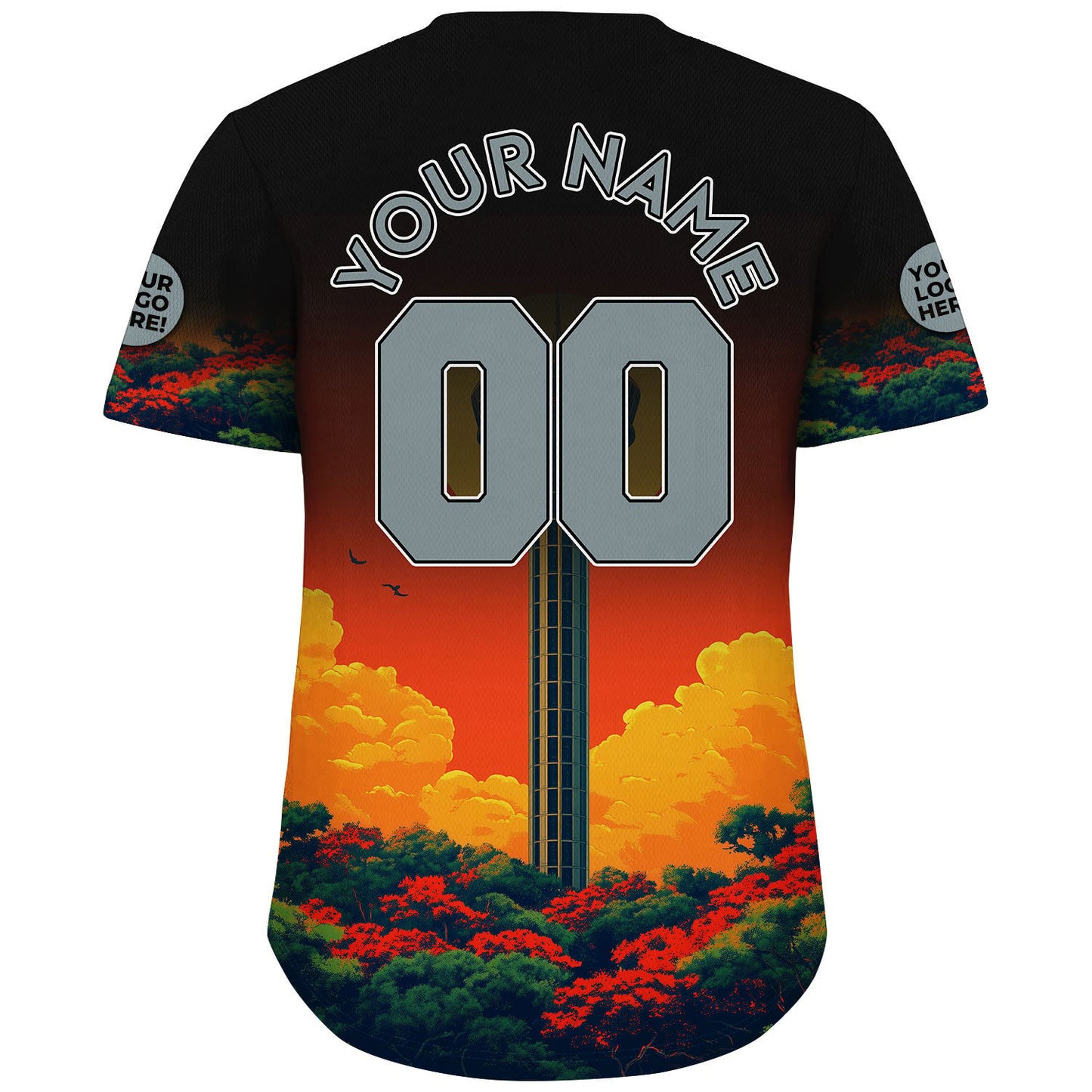 Silver Black San Antonio Texas Reunion Tower Red Skyline Custom Name Baseball Jerseys For Men & Women