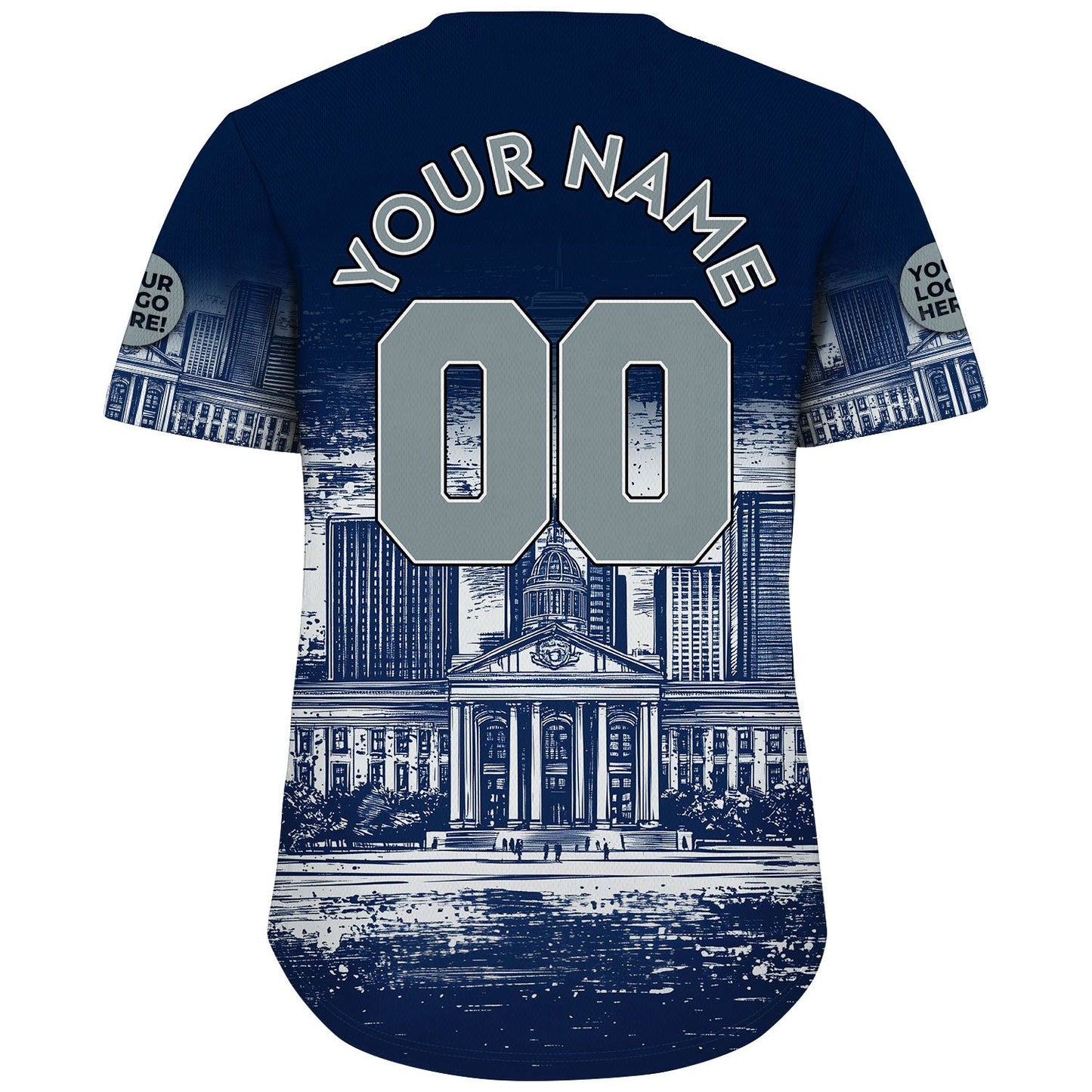 Silver Navy Dallas Texas Old Dallas County Courthouse Custom Name Baseball Jerseys For Men & Women