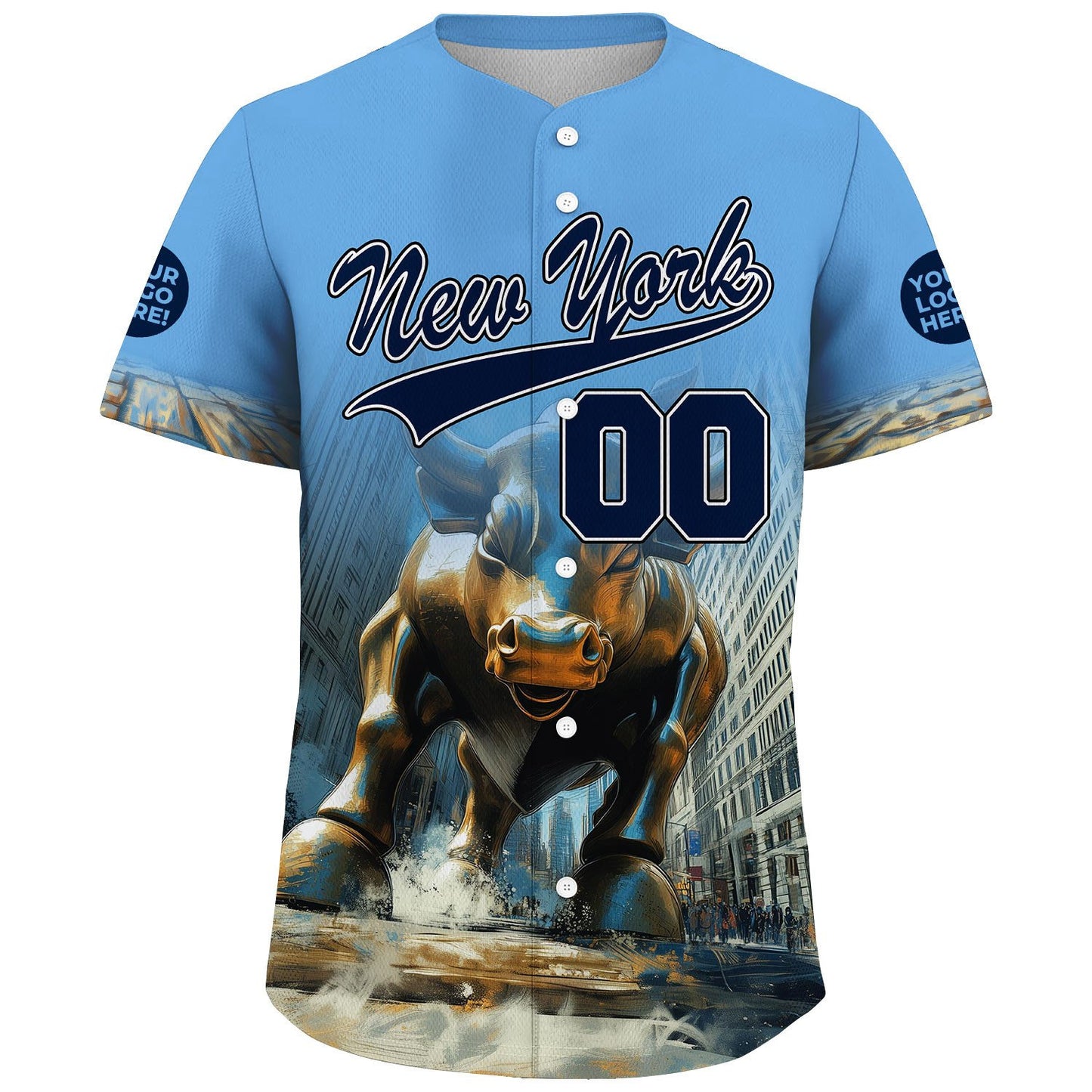 Obsidian Blue Sky Blue New York Fierce Copper Buffalo In City Road Custom Name Baseball Jerseys For Men & Women