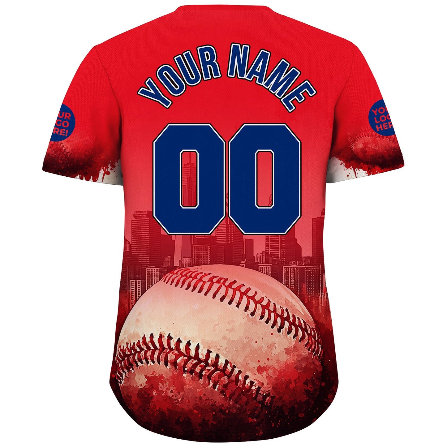 Blue Red Philadelphia Pennsylvania Liberty Place Tower Ball Shadow Custom Name Baseball Jerseys For Men & Women