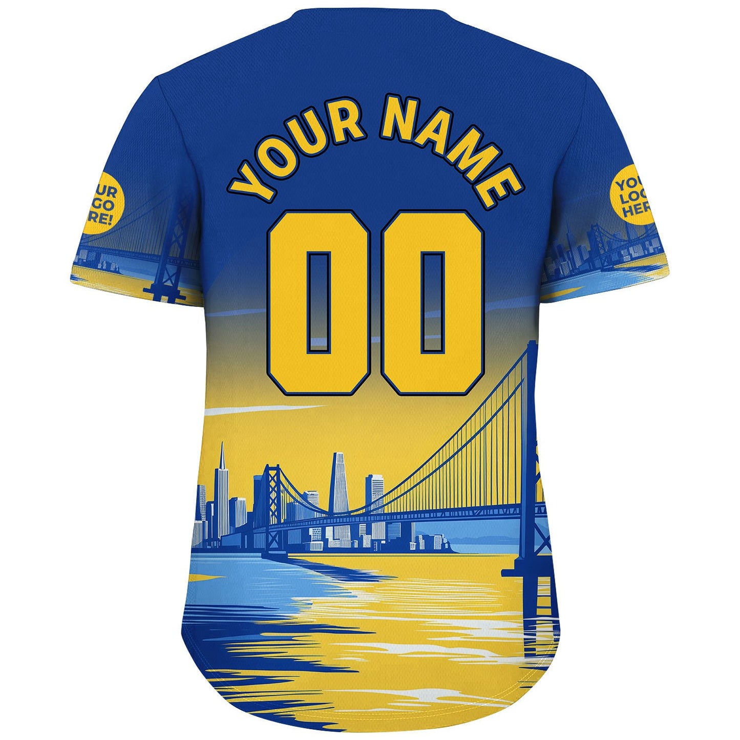 Golden Warrior Blue Golden State Gate Bridge Transamerica Pyramid Sunset Custom Name Baseball Jerseys For Men & Women