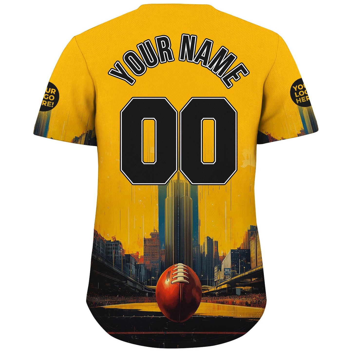 Black Gold Pittsburgh Pennsylvania PPG Place Custom Name Baseball Jerseys For Men & Women