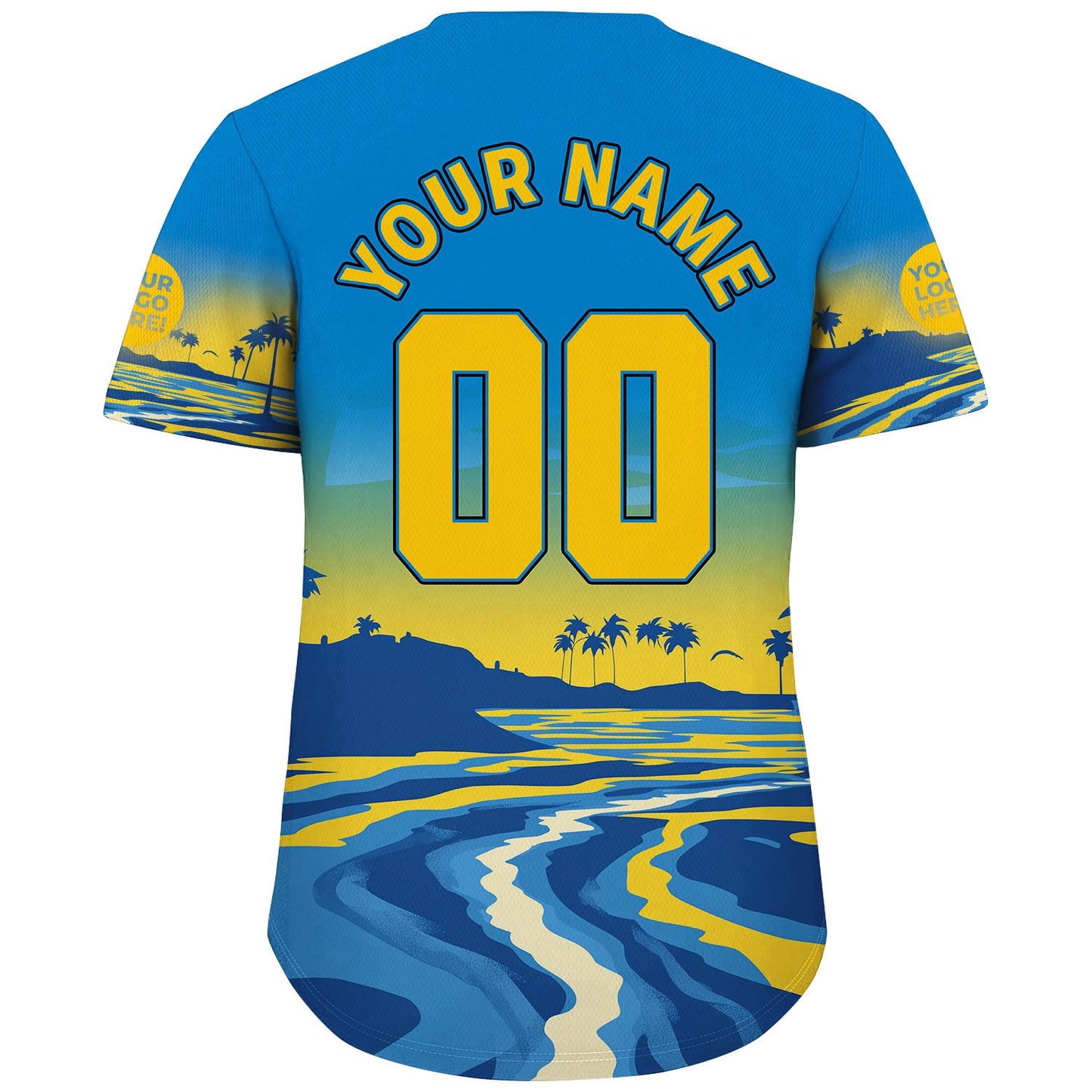 Gold Powder Blue Los Angeles California Summer Beach Sunshine Custom Name Baseball Jerseys For Men & Women