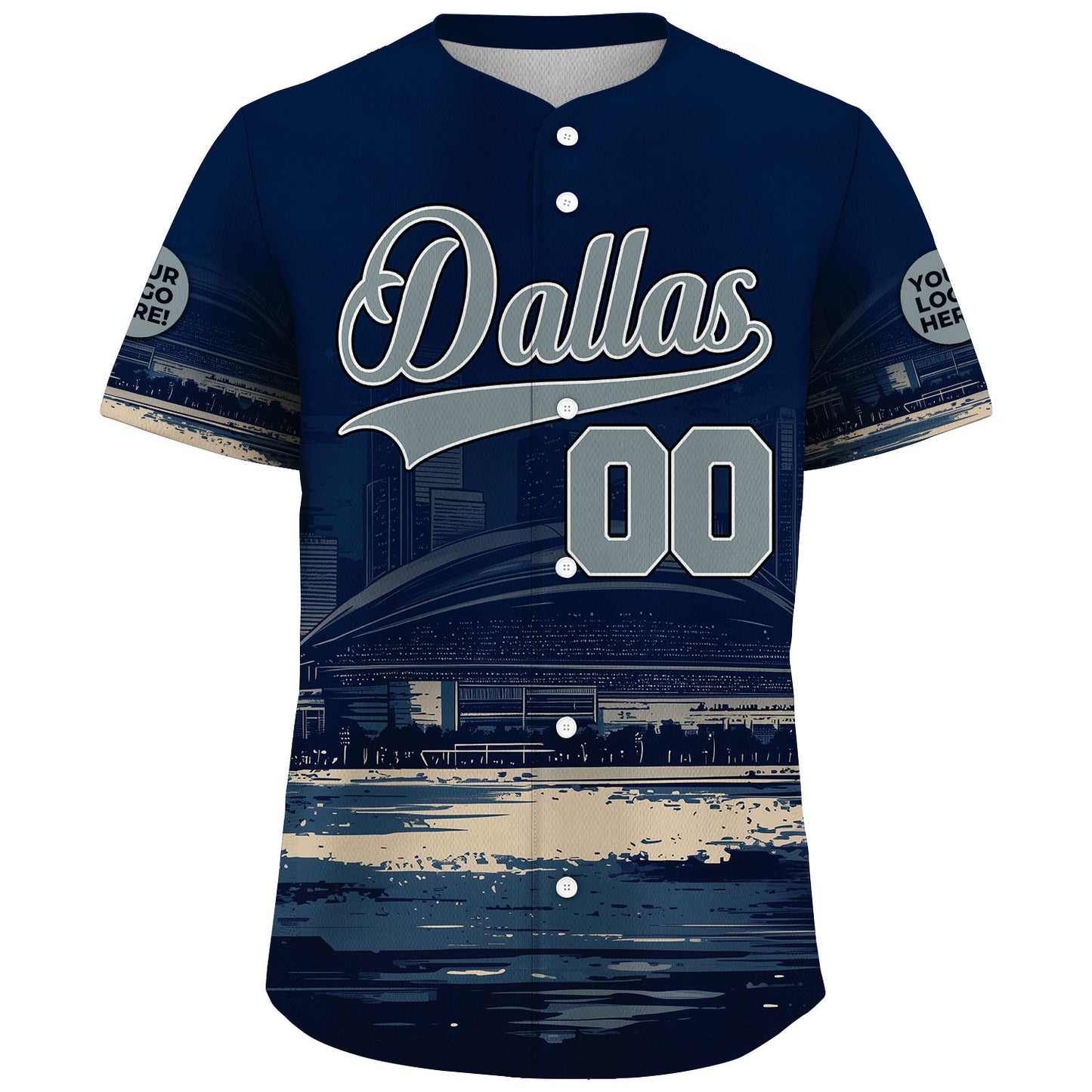 Silver Navy Dallas Texas AT&T Stadium Custom Name Baseball Jerseys For Men & Women
