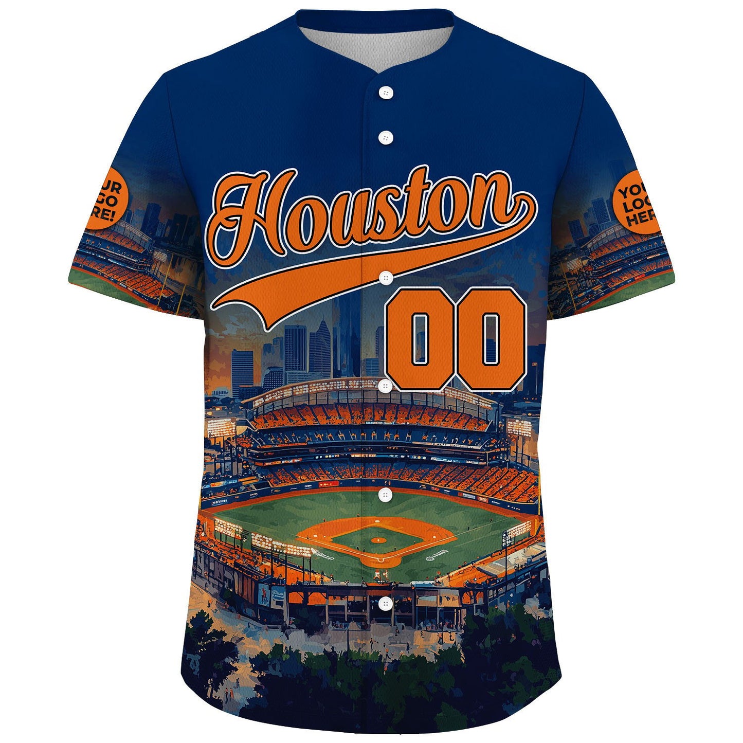 Orange Dark Blue Houston Texas Minute Maid Park Golden Night Custom Name Baseball Jerseys For Men & Women