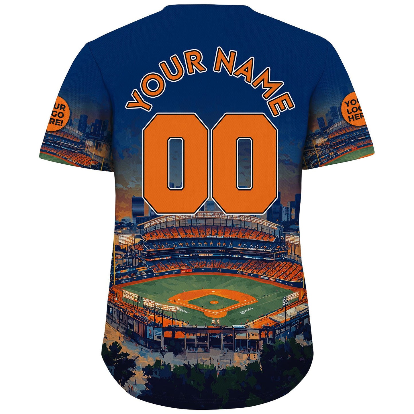 Orange Dark Blue Houston Texas Minute Maid Park Golden Night Custom Name Baseball Jerseys For Men & Women