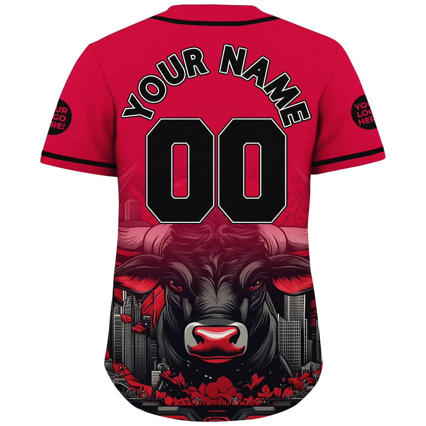Black Red Chicago Illinois Bull City Guard Backdrop Custom Name Baseball Jerseys For Men & Women