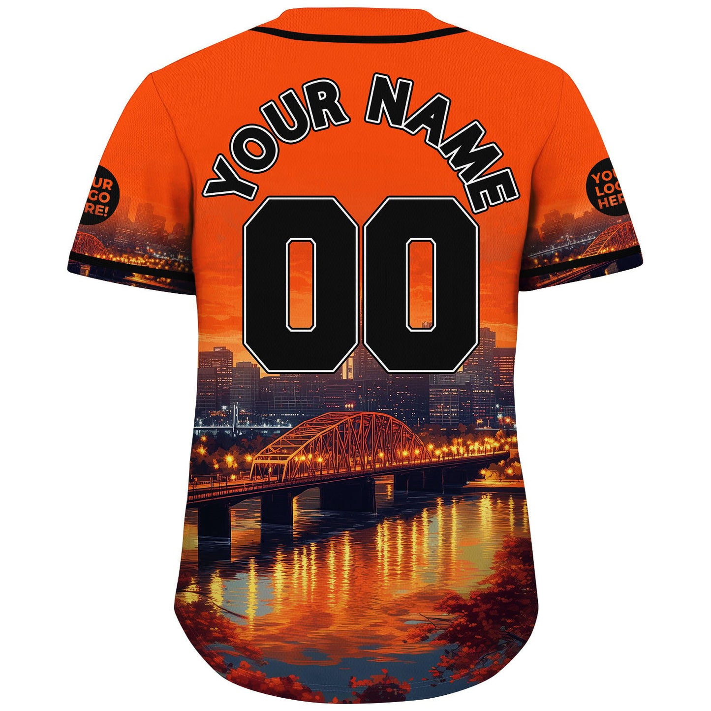Black Orange Cincinnati Taylor Southgate Bridge Autumn Night Custom Name Baseball Jerseys For Men & Women