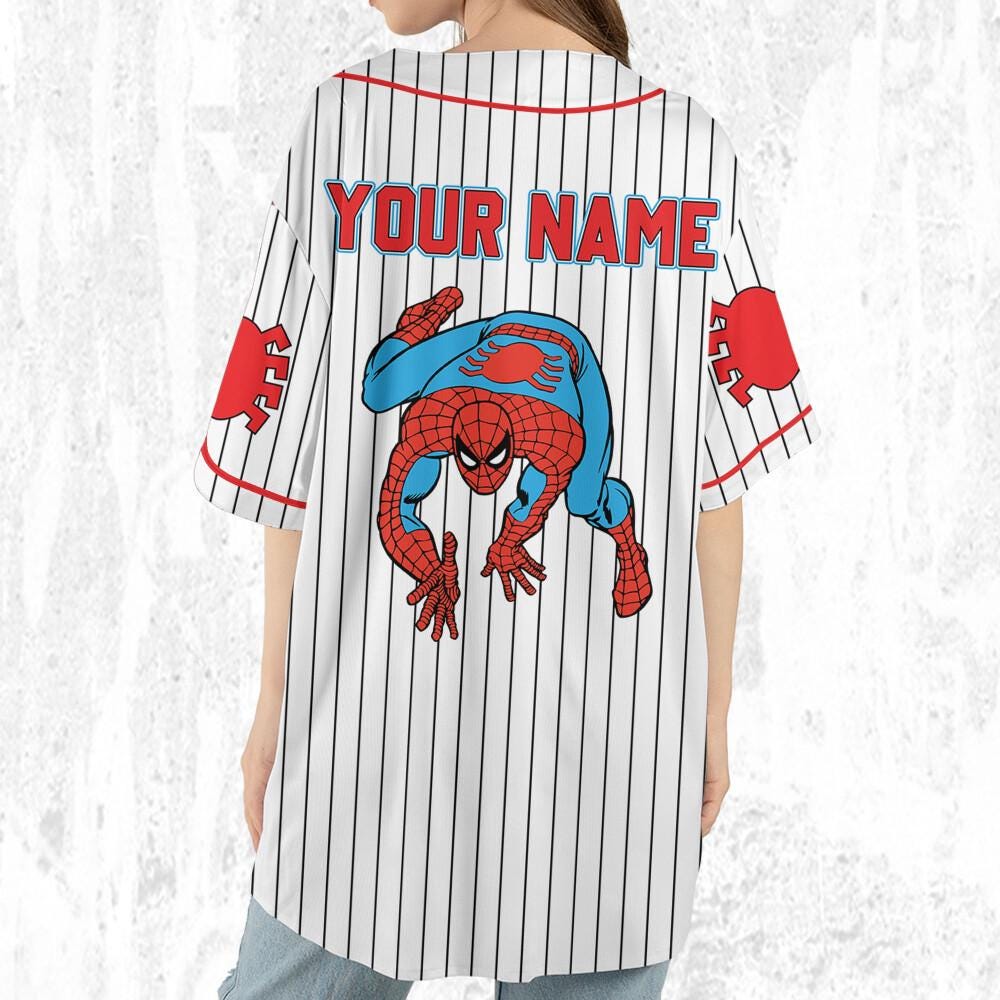 Personalize The Amazing SpiderMan Vintage Baseball Style White, Superhero Jersey Team, Hero Jersey Gift, Spider-Man Baseball Team Outfit