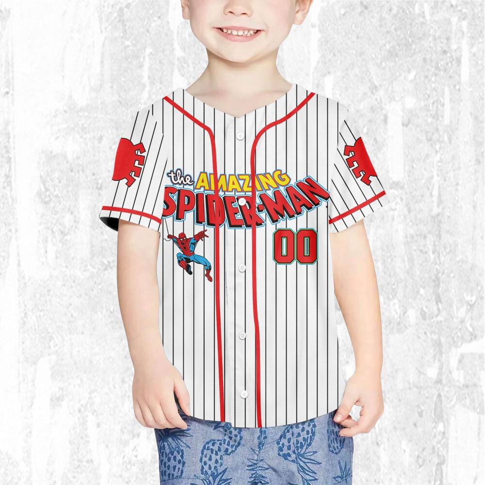 Personalize The Amazing SpiderMan Vintage Baseball Style White, Superhero Jersey Team, Hero Jersey Gift, Spider-Man Baseball Team Outfit
