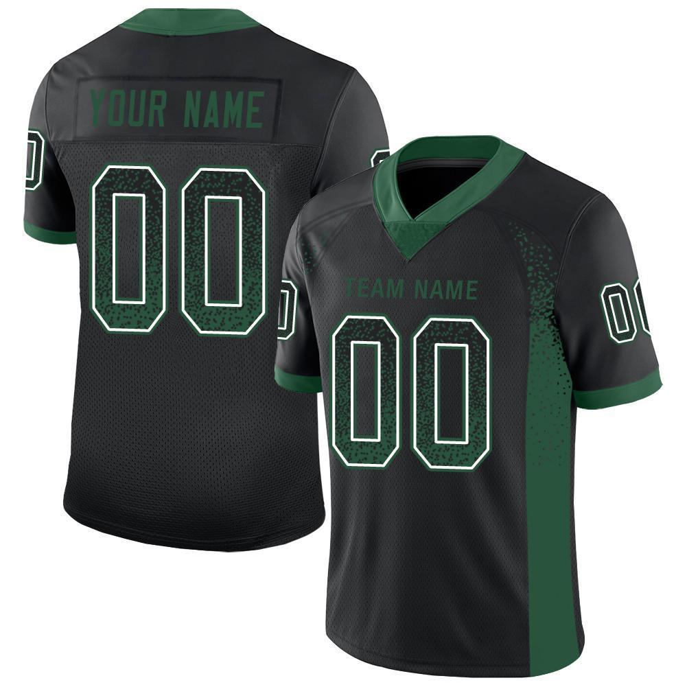 Custom Black Grass Green-White Mesh Drift Fashion Football Jersey