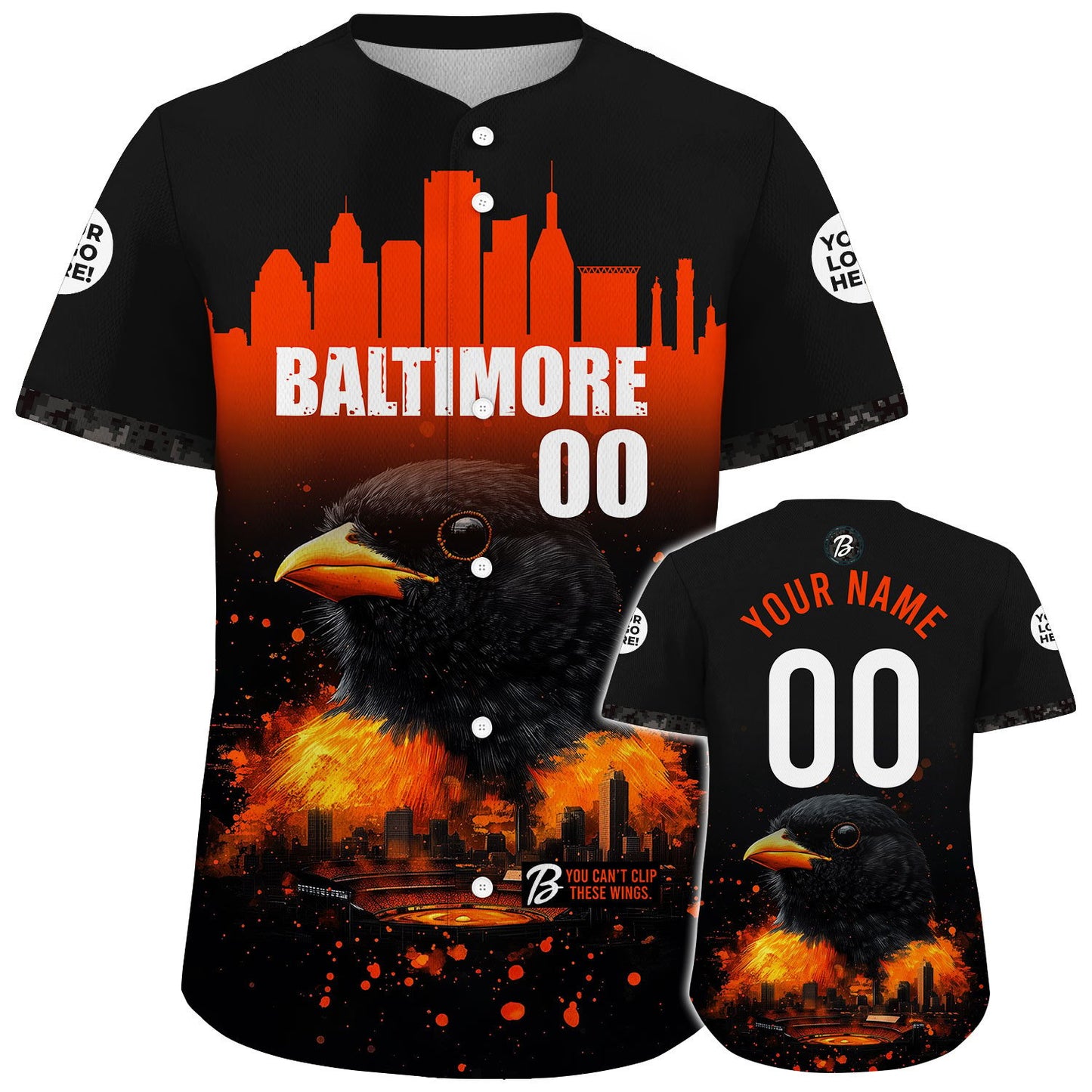 Baltimore City Skyline Oriole Baseball Custom Name Baseball Jerseys For Men & Women