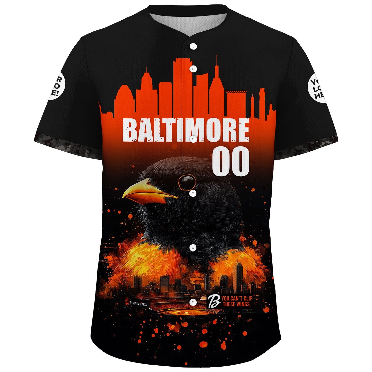 Baltimore City Skyline Oriole Baseball Custom Name Baseball Jerseys For Men & Women