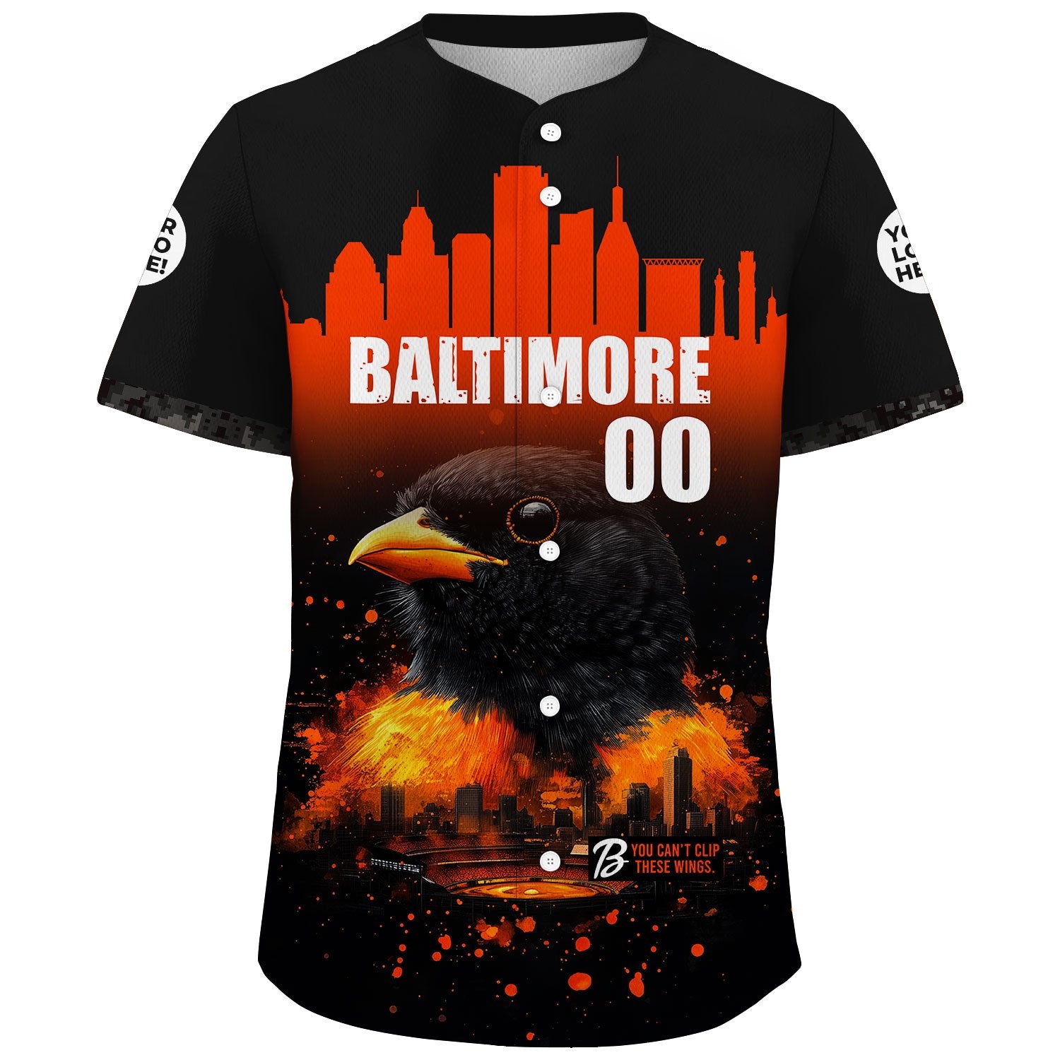 Baltimore City Skyline Oriole Baseball Custom Name Baseball Jerseys For Men & Women