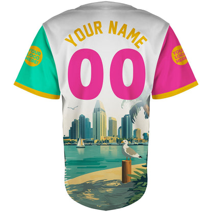 San Diego Bay Downtown Skyline Custom Name Baseball Jerseys For Men & Women
