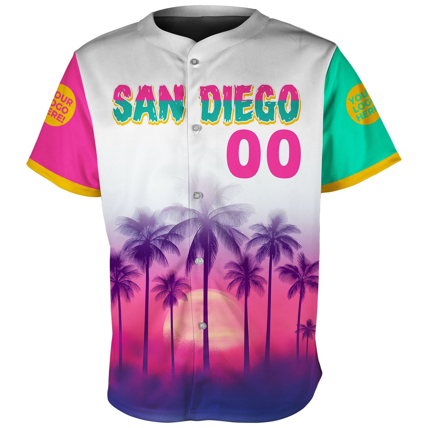 San Diego Palm Trees Sunset Glow Custom Name Baseball Jerseys For Men & Women