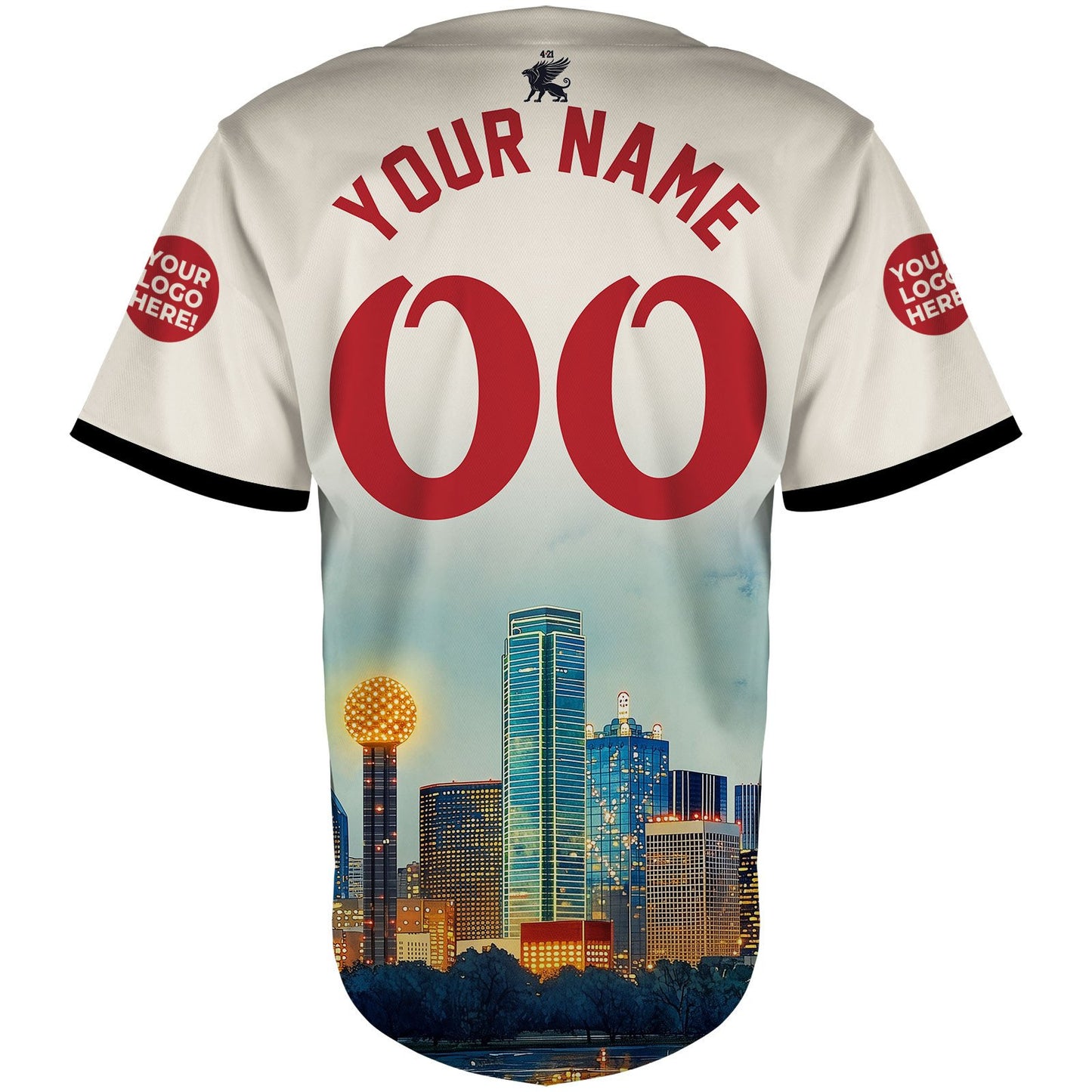 Texas Dallas Skyline With Reunion Tower at Night Custom Name Baseball Jerseys For Men & Women
