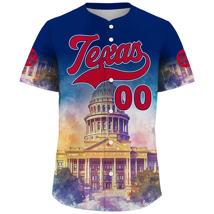 Red Blue Texas San Antonio State Capitol Summer Vibe Custom Name Baseball Jerseys For Men & Women