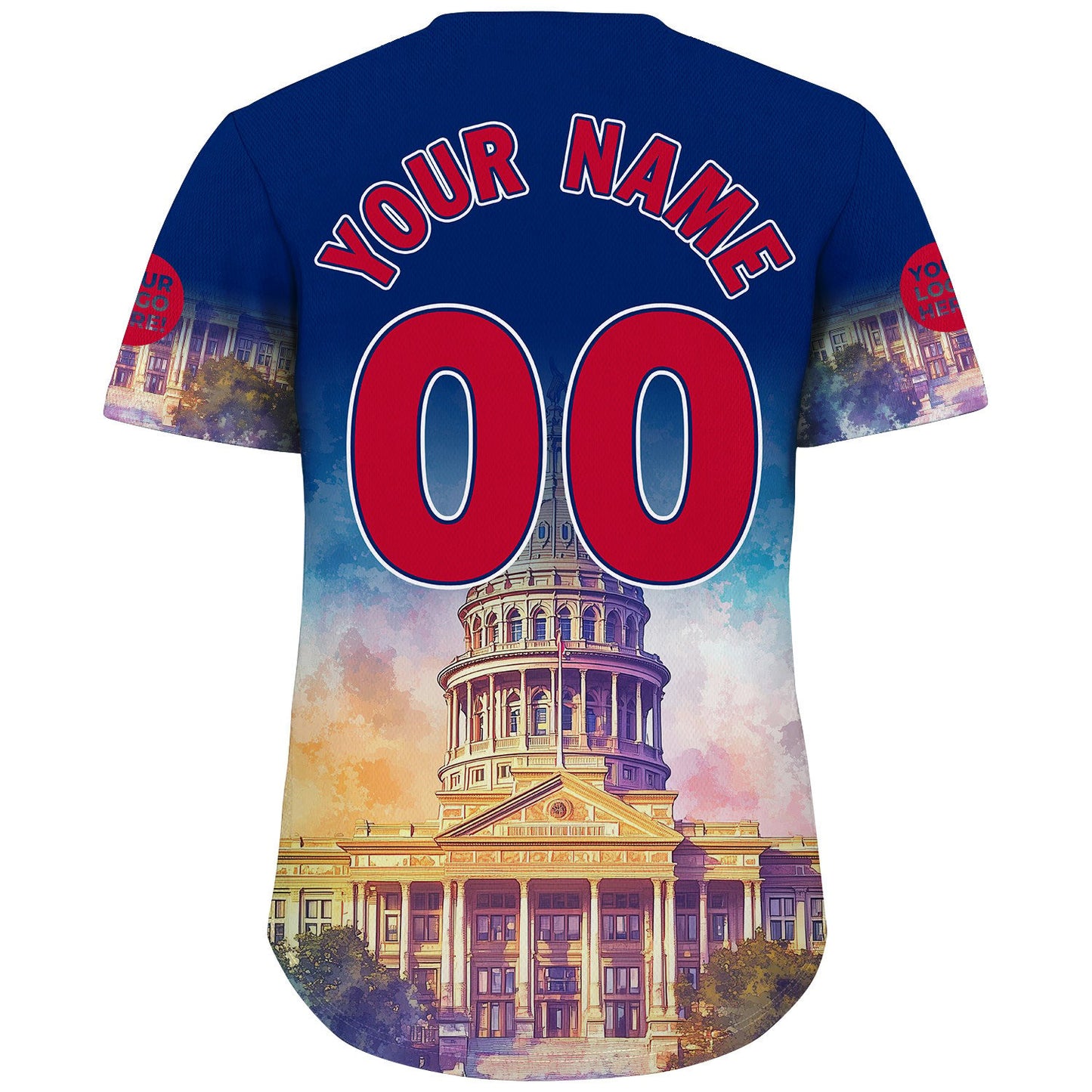 Red Blue Texas San Antonio State Capitol Summer Vibe Custom Name Baseball Jerseys For Men & Women