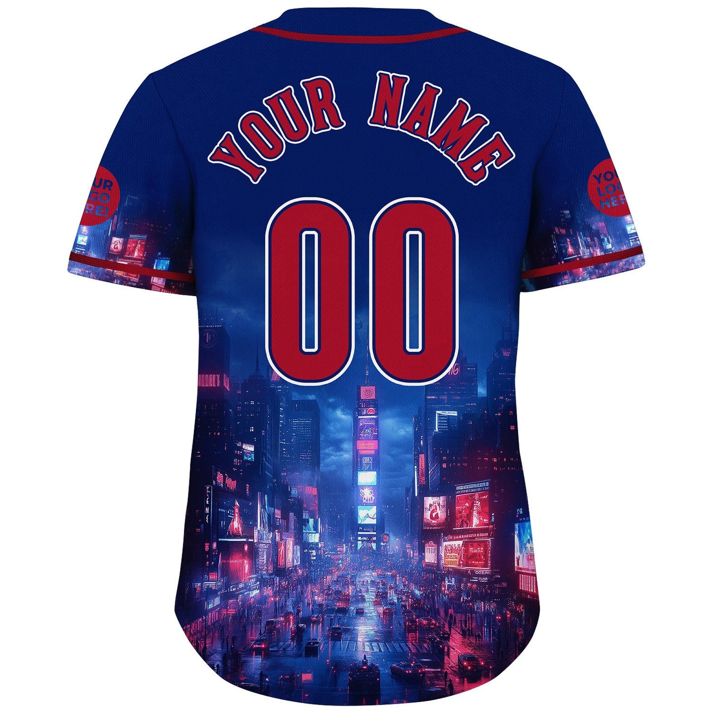 Red Navy New York City Time Square Lightning Night Custom Name Baseball Jerseys For Men & Women