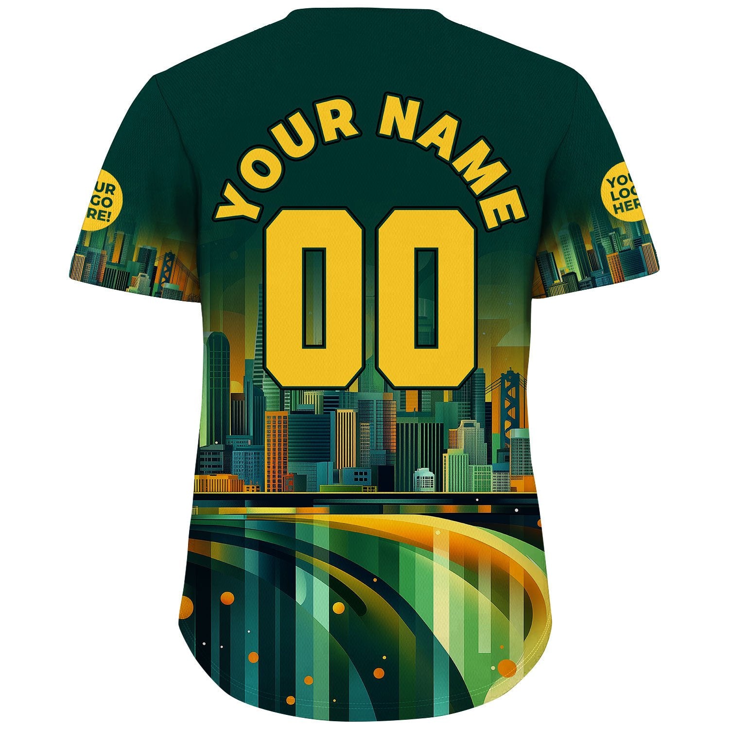 Golden Green Oakland California City View Dreamscape Custom Name Baseball Jerseys For Men & Women