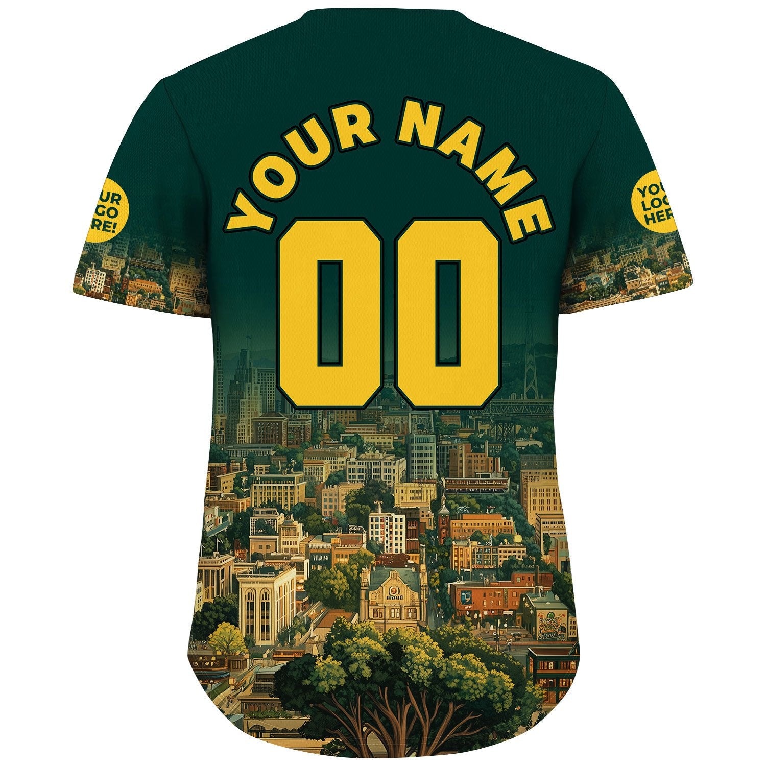 Golden Green Oakland California City In Dark Mist Custom Name Baseball Jerseys For Men & Women