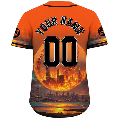 Black Orange California San Francisco City Giant Baseball Transamerica Pyramid Custom Name Baseball Jerseys For Men & Women