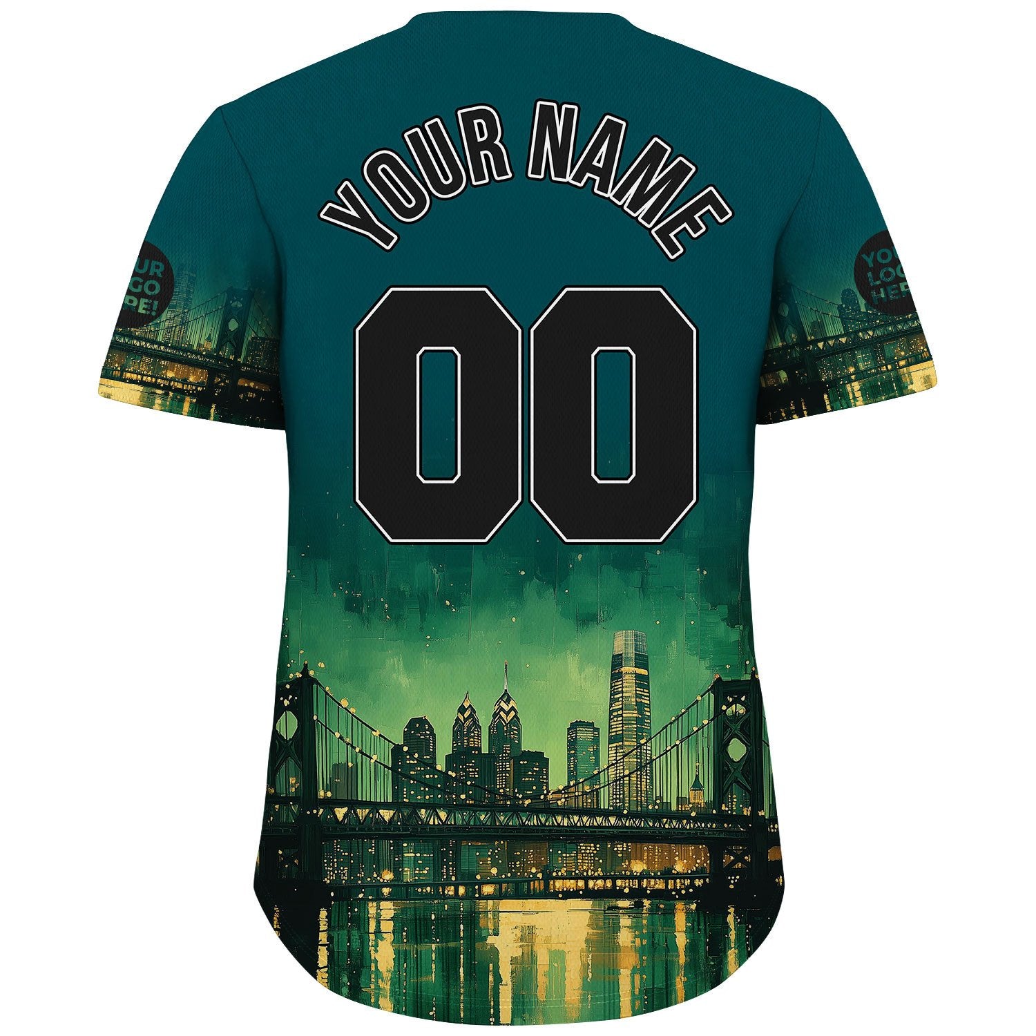 Black Midnight Green Philadelphia Pennsylvania City Fort Pitt Bridge Liberty Place Towers Starry Night Custom Name Baseball Jerseys For Men & Women