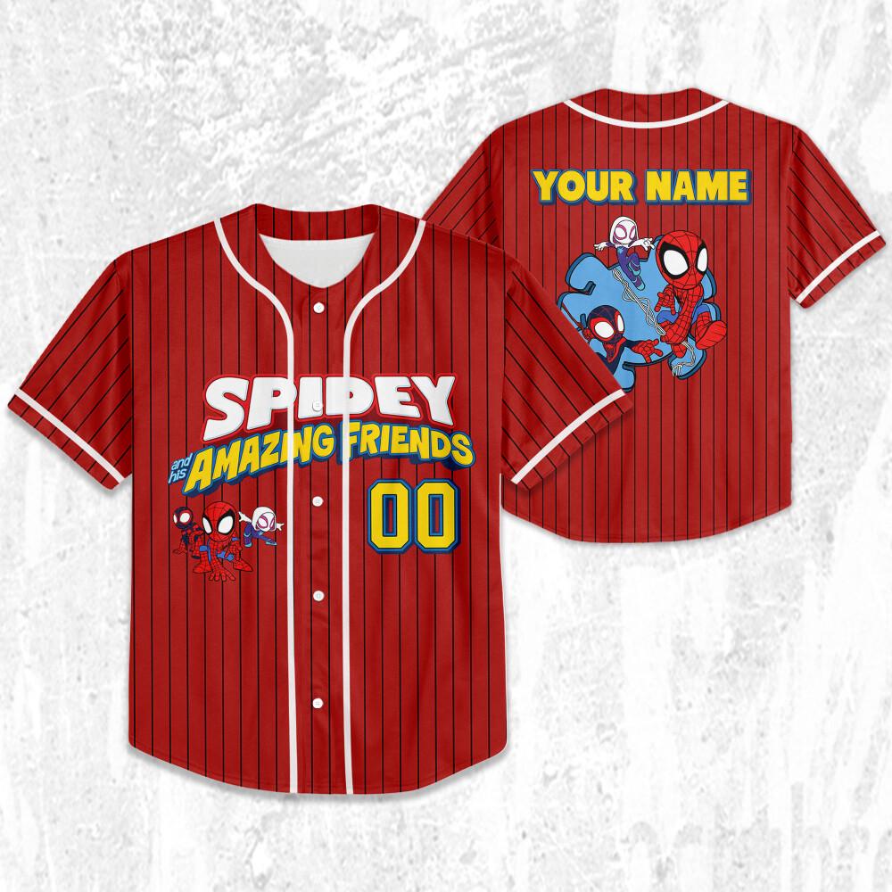Personalize Spidey And His Amazing Friends, Custom Kid Youth Adult Baseball Jersey, Custom Disney Birthday Gift