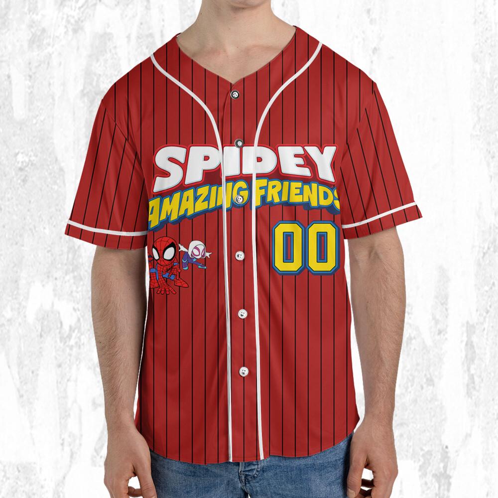 Personalize Spidey And His Amazing Friends, Custom Kid Youth Adult Baseball Jersey, Custom Disney Birthday Gift