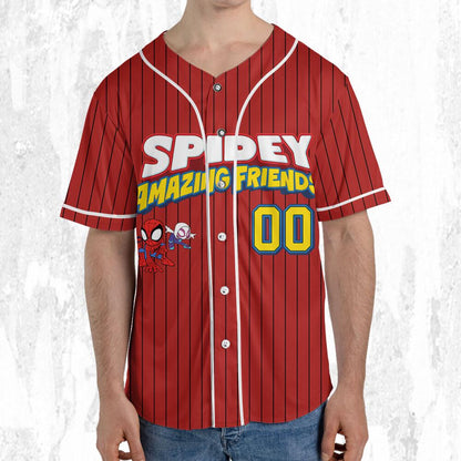 Personalize Spidey And His Amazing Friends, Custom Kid Youth Adult Baseball Jersey, Custom Disney Birthday Gift