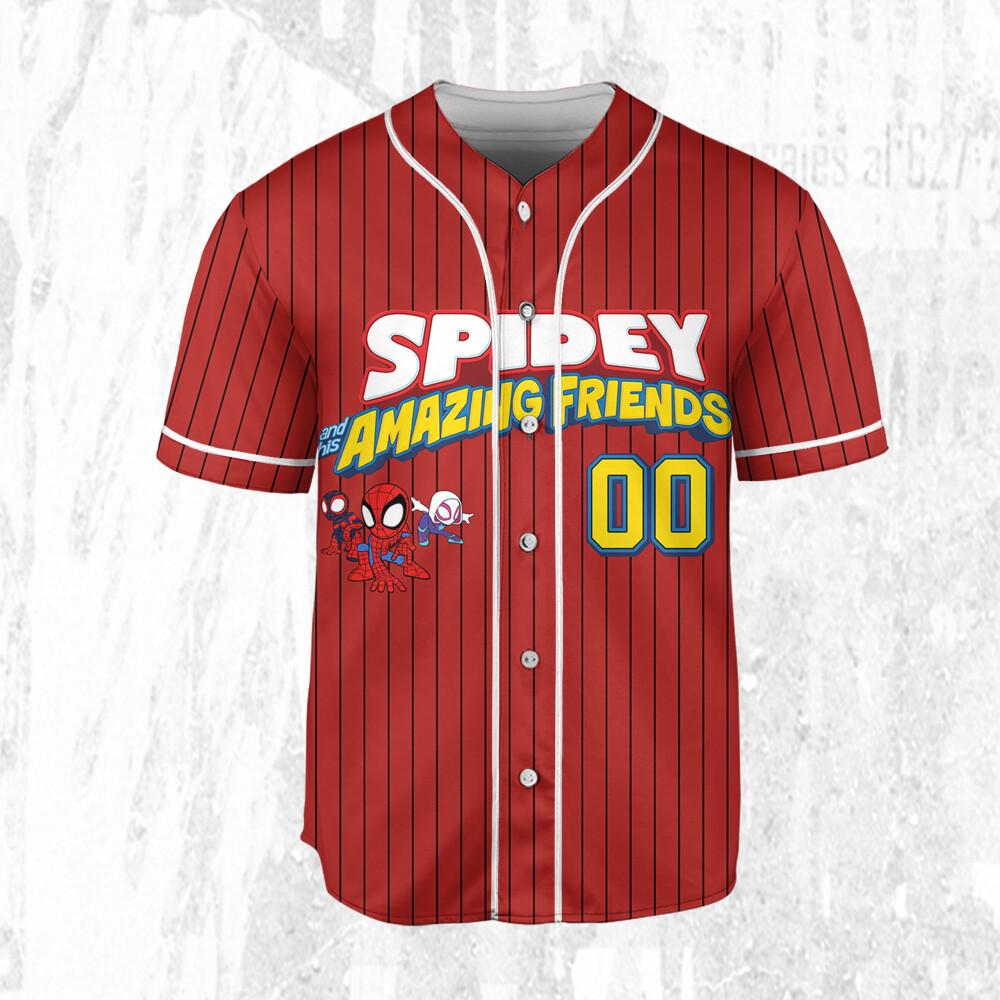 Personalize Spidey And His Amazing Friends, Custom Kid Youth Adult Baseball Jersey, Custom Disney Birthday Gift