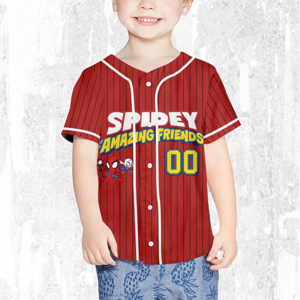 Personalize Spidey And His Amazing Friends, Custom Kid Youth Adult Baseball Jersey, Custom Disney Birthday Gift